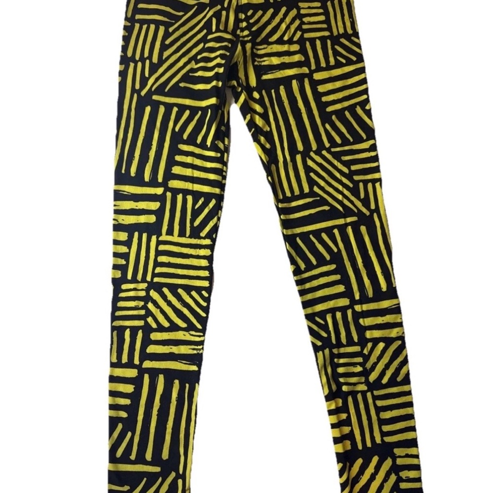 LuLaRoe Black and Yellow Abstract Leggings